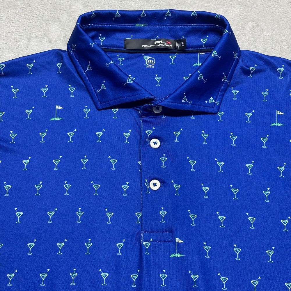 RLX Ralph Lauren Victory Cup Golf Polo Shirt Mens XL Martini Cocktail 19th Hole